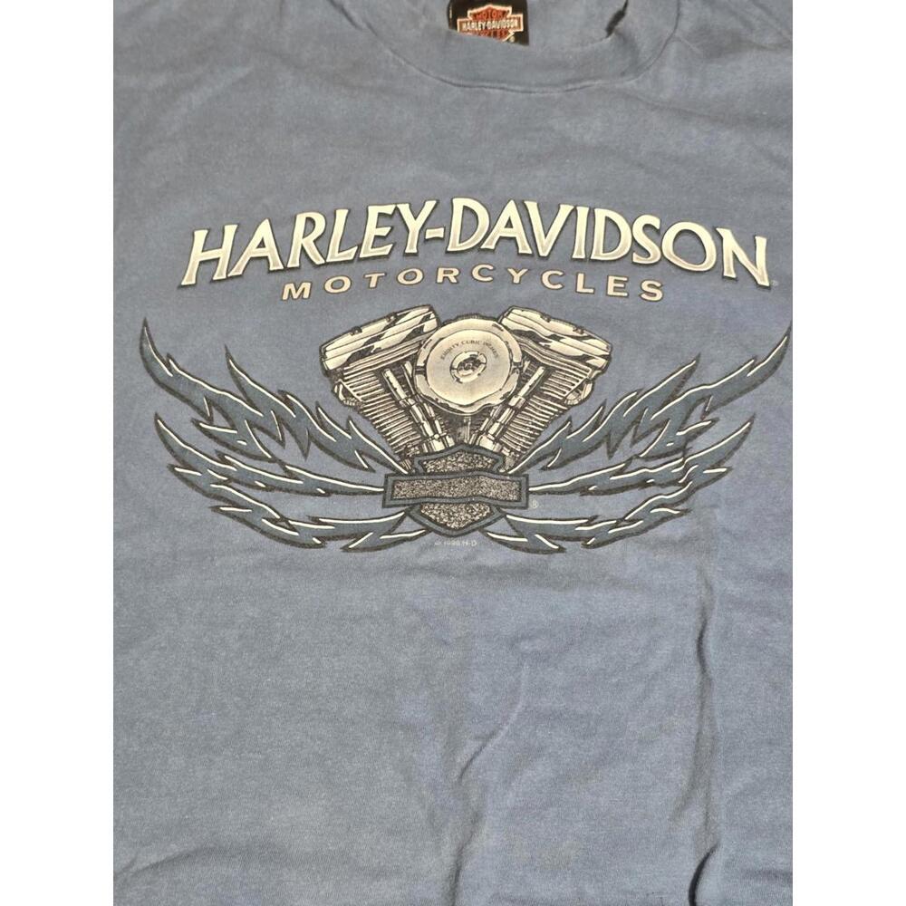 Vintage 1996 Harley-Davidson Back Bay Boston USA T-Shirt Blue Size L Made in USA - Picture 4 of 7